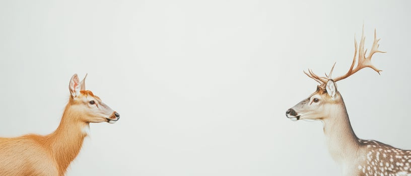 Meeting of two deer in a serene environment photo
