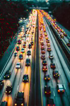 Evening traffic jam on a busy California freeway photo