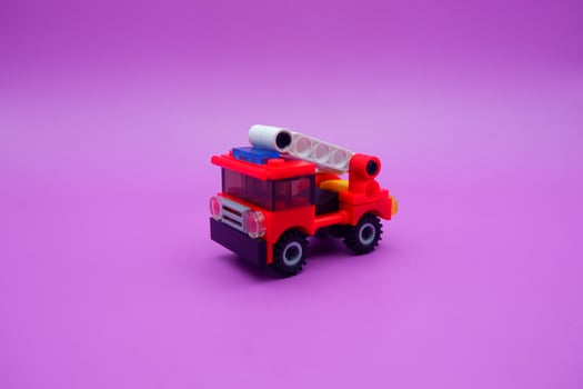 Colorful Fire Truck Toy Made from Plastic Bricks photo