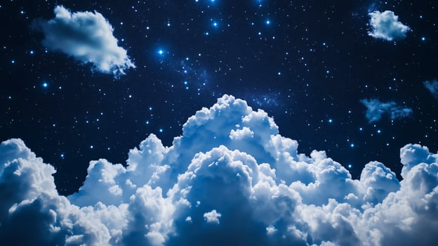 Clouds and stars in the night sky photo