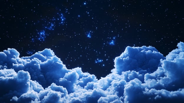 A night sky with clouds and stars photo