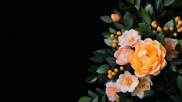 richly colored vintage bouquet with dark foliage and antique petals photo