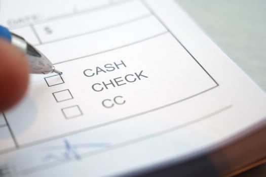Selecting payment method on a financial document photo