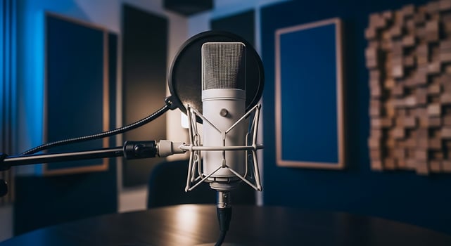 Professional studio microphone on a stand photo