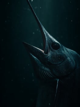 Dramatic Close Up of a Marlin's Head, Ocean Wildlife. photo
