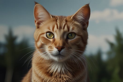 An orange cat is looking at the camera photo