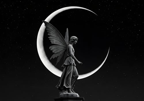 Fairy statue moonlight illustration photo