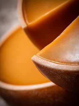 Close up of Caramel Candy Pieces, Sweet Treat Texture. photo