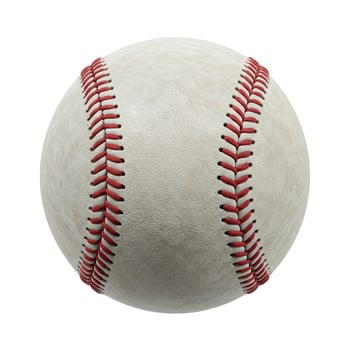 Baseball close-up on white and transparent background. photo