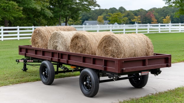 A trailer with hay bales on the side photo