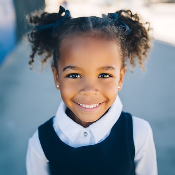 Portrait of a Happy Young Girl with Curly Hair and a Bright Smile. photo