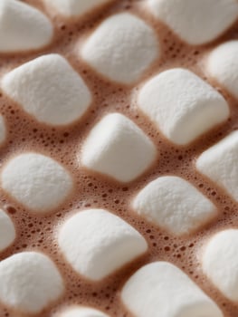 Close Up of Marshmallows Floating in Hot Chocolate. A Detailed Image of Sweet Treats. photo