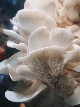 Close Up of Oyster Mushrooms Delicate Texture and Curving Forms. photo