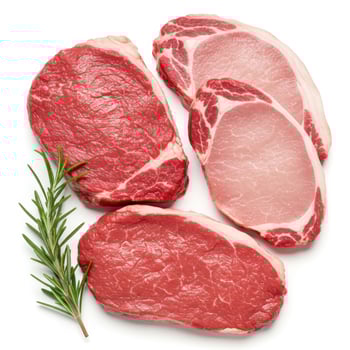 Various cuts of fresh meat photo