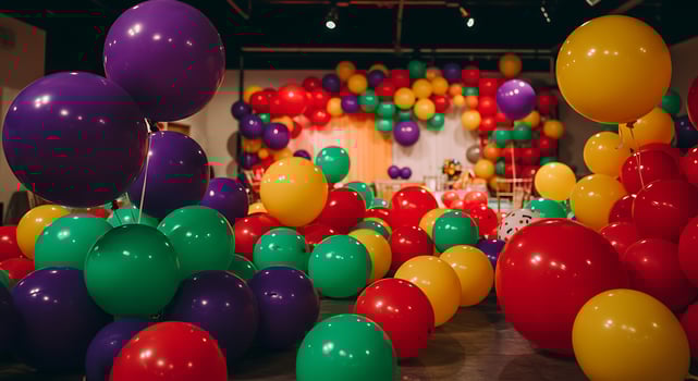 A room filled with colorful balloons photo
