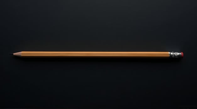Pencil on Black Background Minimalist Still Life Flat Lay Composition photo