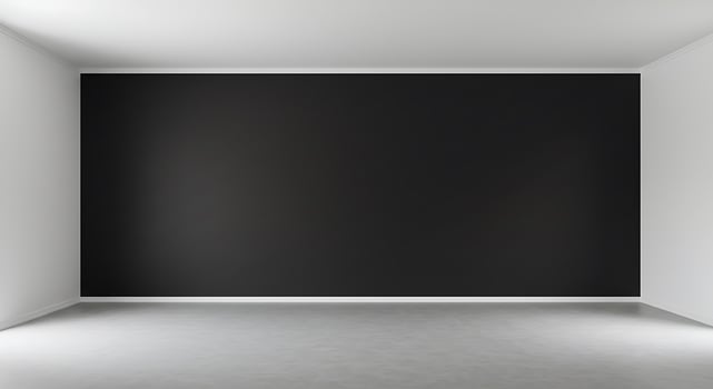 Empty room with black wall and white floor photo