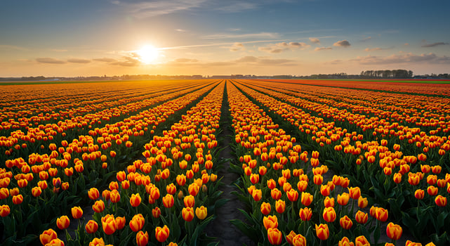 A field of orange tulips photo