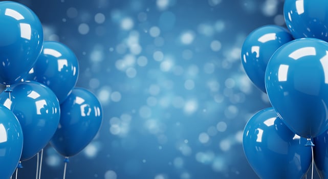 Blue balloons on a blue background photo