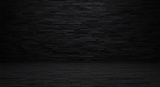 Black stone wall background with black bricks photo