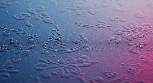 A close up of a blue and pink background with floral designs photo
