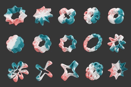 Colorful pastel object element set pack isolated background 3d rendering photo