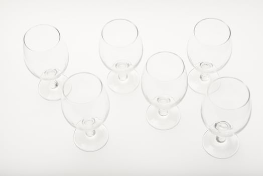 Set of empty cups. Clear drinking glass. photo