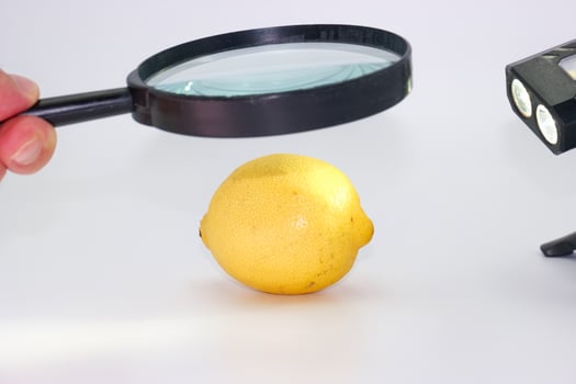 Exploring the details of a lemon through magnification and light at a laboratory setting photo