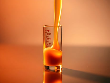 Vibrant Orange Liquid Pouring into Glass A Refreshing Visual photo
