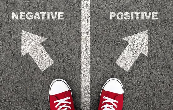 Negative And Positive Thinking. Optimism or pessimism is a personal choice. Friendly or aggressive attitude photo