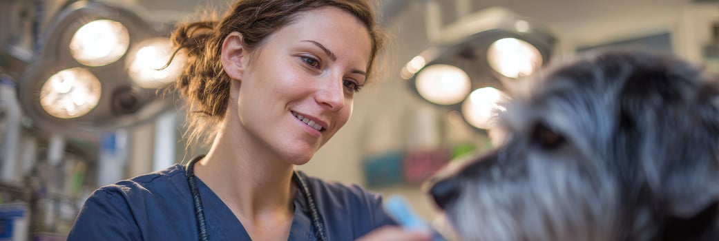 Vet Prepares Surgical Lighting for Dogs Dental Procedure in Veterinary Clinic photo
