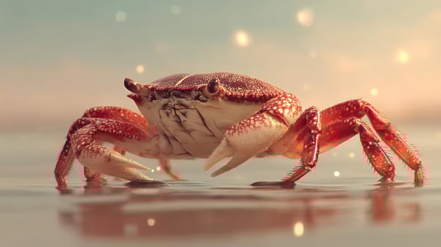 Red crab in water, detailed close-up view. photo