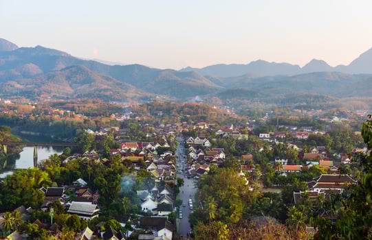 Luang Prabang city view from Phou Si mountain viewpoint. photo