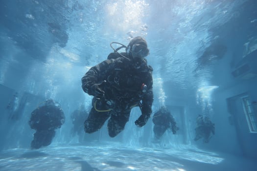 A group of scuba divers in the water photo