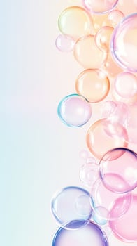 Iridescent soap bubbles drifting softly, casting delicate shadows across vivid gradient backdrop, embodying whimsical lightness photo