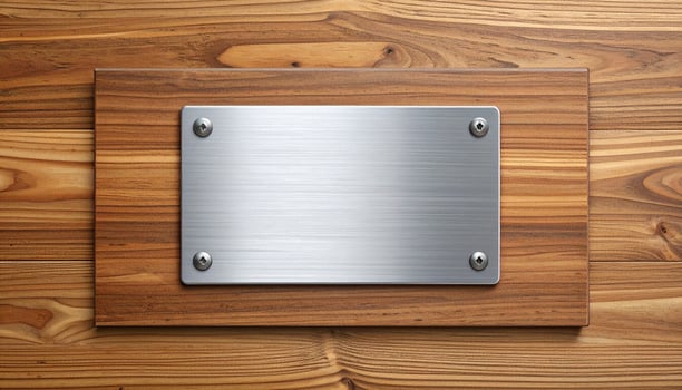Engraved Nameplate on Wood photo
