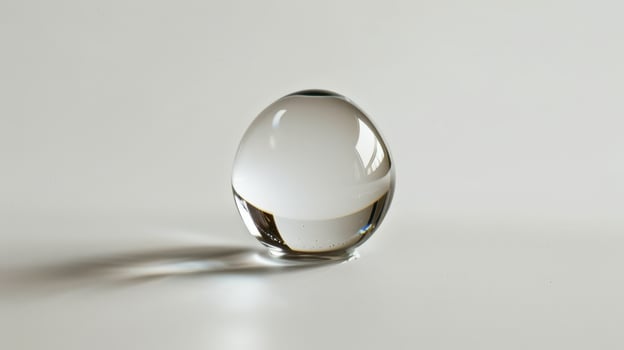 A clear glass ball sitting on a table photo