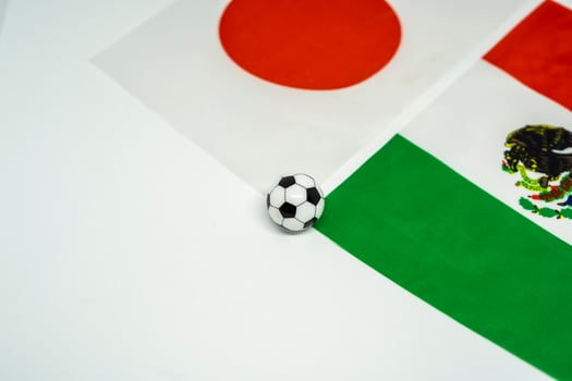 Japan and Mexico National Teams Facing Off in Soccer Game photo