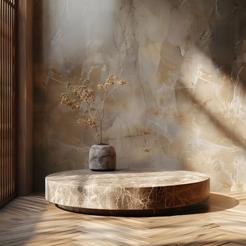 Luxury brown 3d round stage for product display mockup focusing on premium design elements smooth textures and elegant modern branding presentation photo