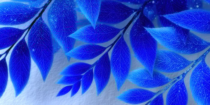 Close-up of vibrant blue leaves showcasing intricate details and natural beauty. photo
