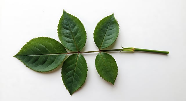 A leaf with two leaves on a white surface photo