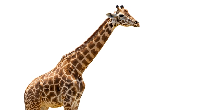 A giraffe standing on a white background photo