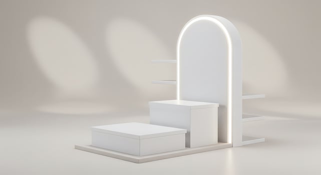 A white shelf with a light on it photo