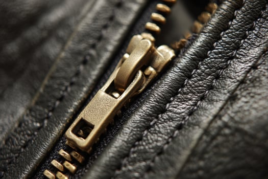 Close up view of a metal zipper contrasting with an antique bra showcasing vintage fashion details photo