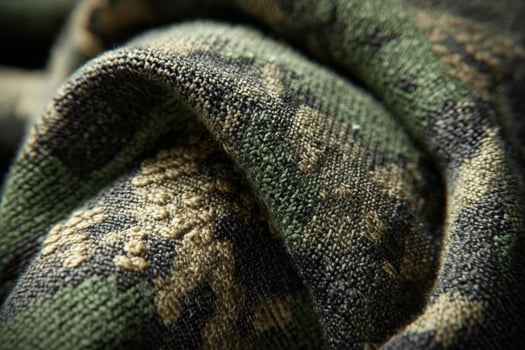Cordura fabric showcasing intricate camo patterns in varying shades of green and brown during daylight hours photo