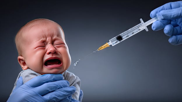 A baby is being given an injection by a doctor photo