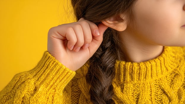 A little girl with braids in her hair photo