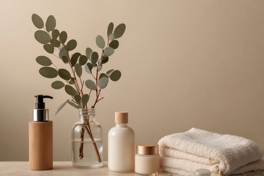 Winter Wellness and Skincare Flatlay on Neutral Background photo