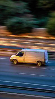 A van driving on a highway photo