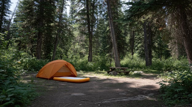A tent in the woods photo